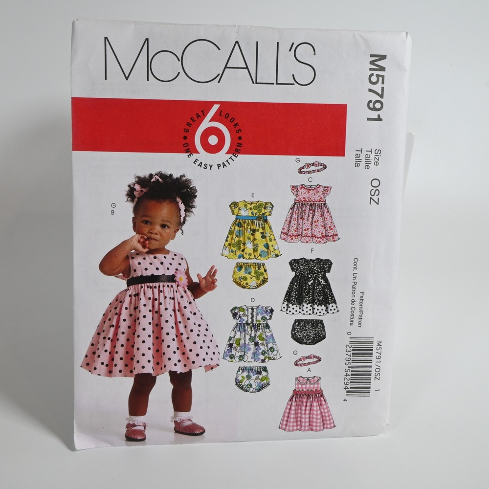 McCall's M5791 Sewing Pattern Infants Dresses Panties Headband Uncut FF